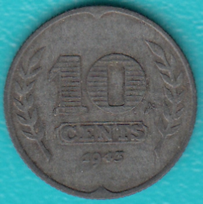 Nederland 10 cent 1943 Wilhelmina zink, Sch. 1033, Ophalen of Verzenden, Koningin Wilhelmina, 10 cent, Losse munt