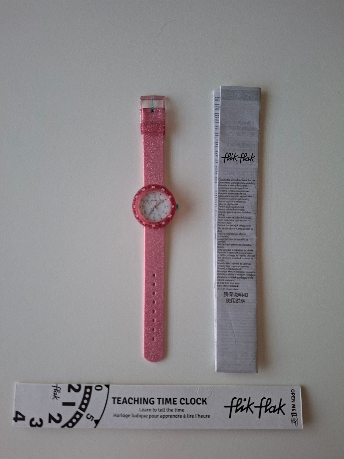 Prachtig horloge Flik Flak Bunnyaxus roze klok leren kijken!, Ophalen of Verzenden, Roze, Meisje