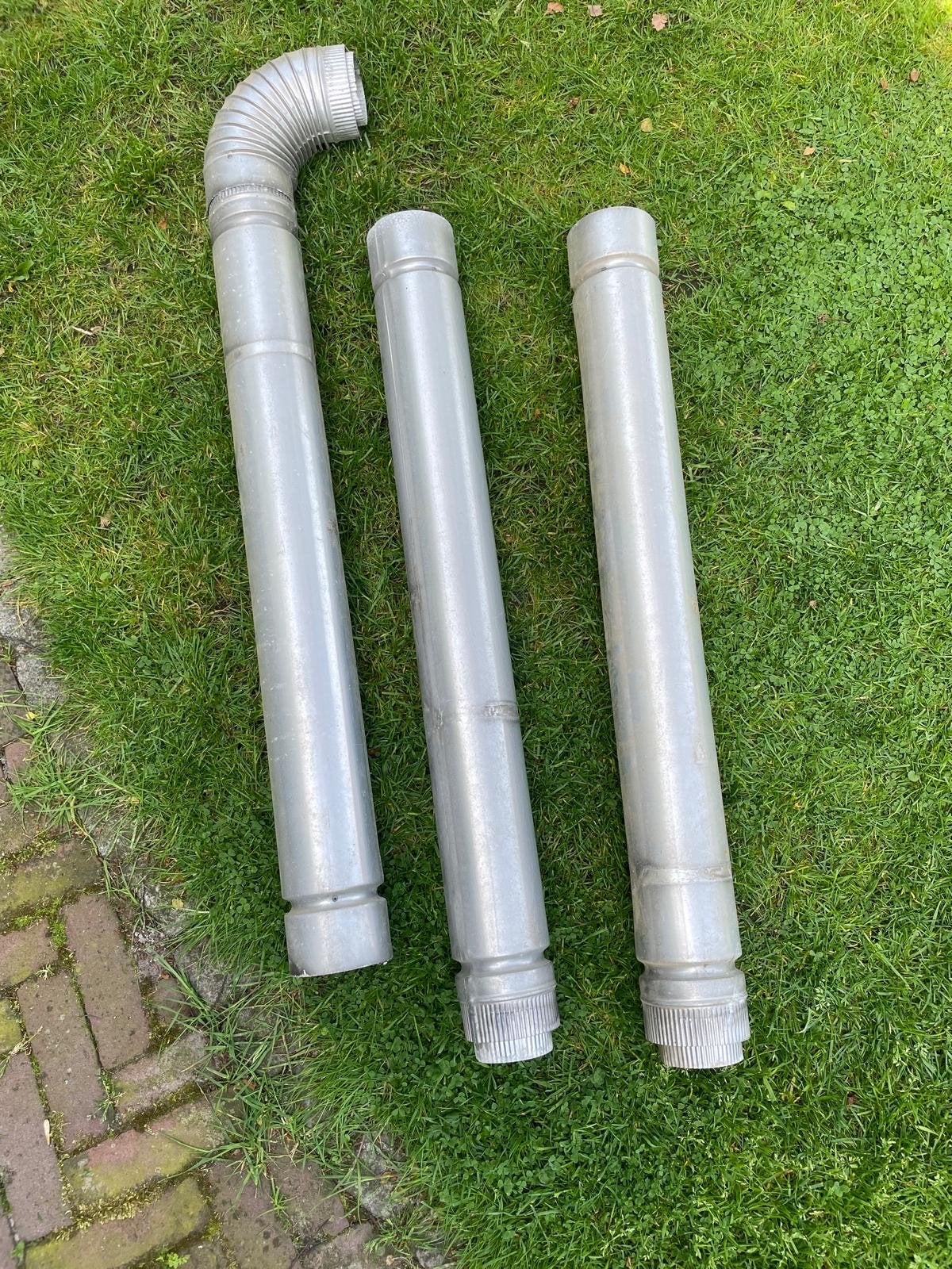Zinken dubbelwandige kachelpijp en bocht, Huis en Inrichting, Ophalen, Zo goed als nieuw, Hout, Houtkachel