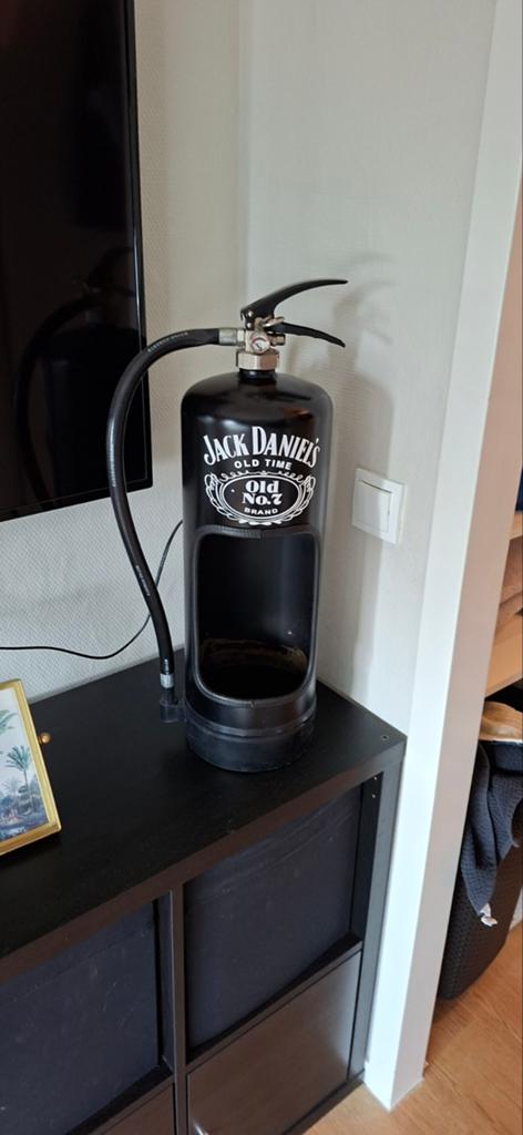 Jack Daniels brandblusser met verlichting voor whiskyfles, Ophalen, Metaal, Industrieel, Gebruikt