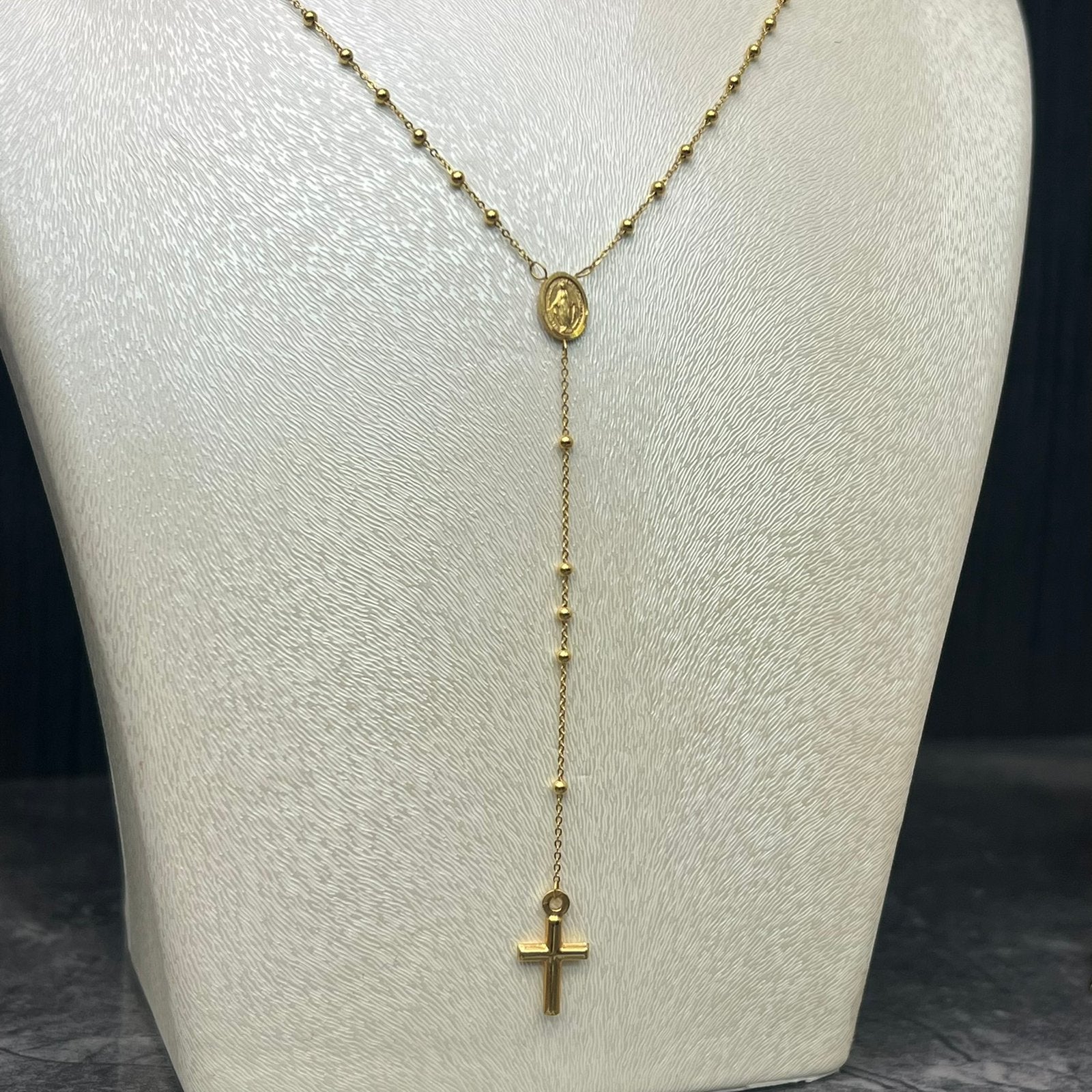 14k gouden rozenkrans ketting kruis, Ophalen of Verzenden, Nieuw, Goud