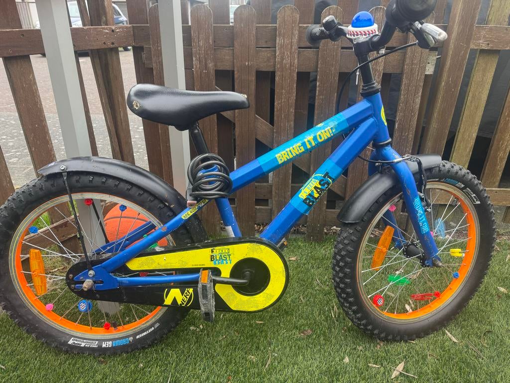 Blauwe kinderfiets met 16 inch wielen, Ophalen, Gebruikt, 16 tot 20 inch
