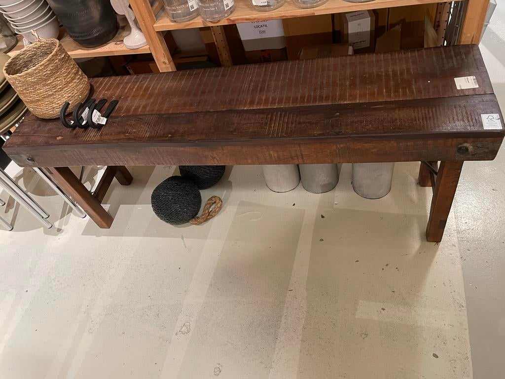 Robuust houten bankje - Perfect voor binnen of buiten, Ophalen, Bruin, Nieuw, Indiaas/ industrieel