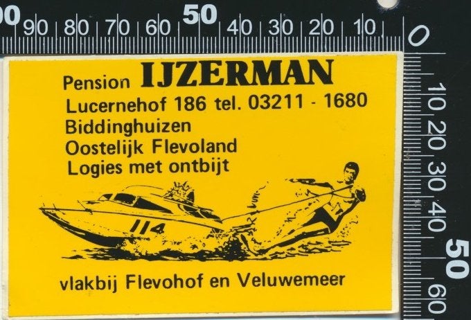 Sticker: Pension IJzerman - Biddinghuizen, Ophalen of Verzenden, Zo goed als nieuw, Bedrijf of Vereniging
