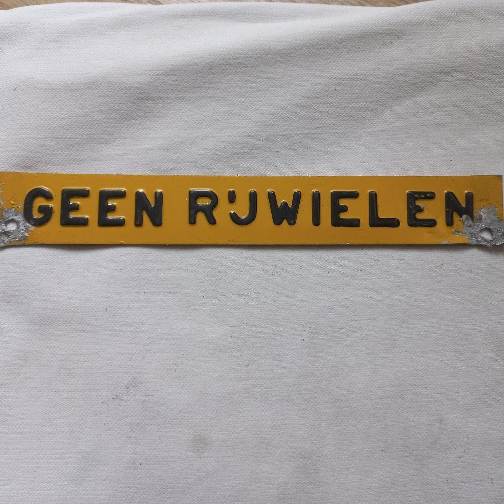 Bord Geen rijwielen uit trein of tram, Verzamelen, Verzenden, Gebruikt, Trein, Overige typen