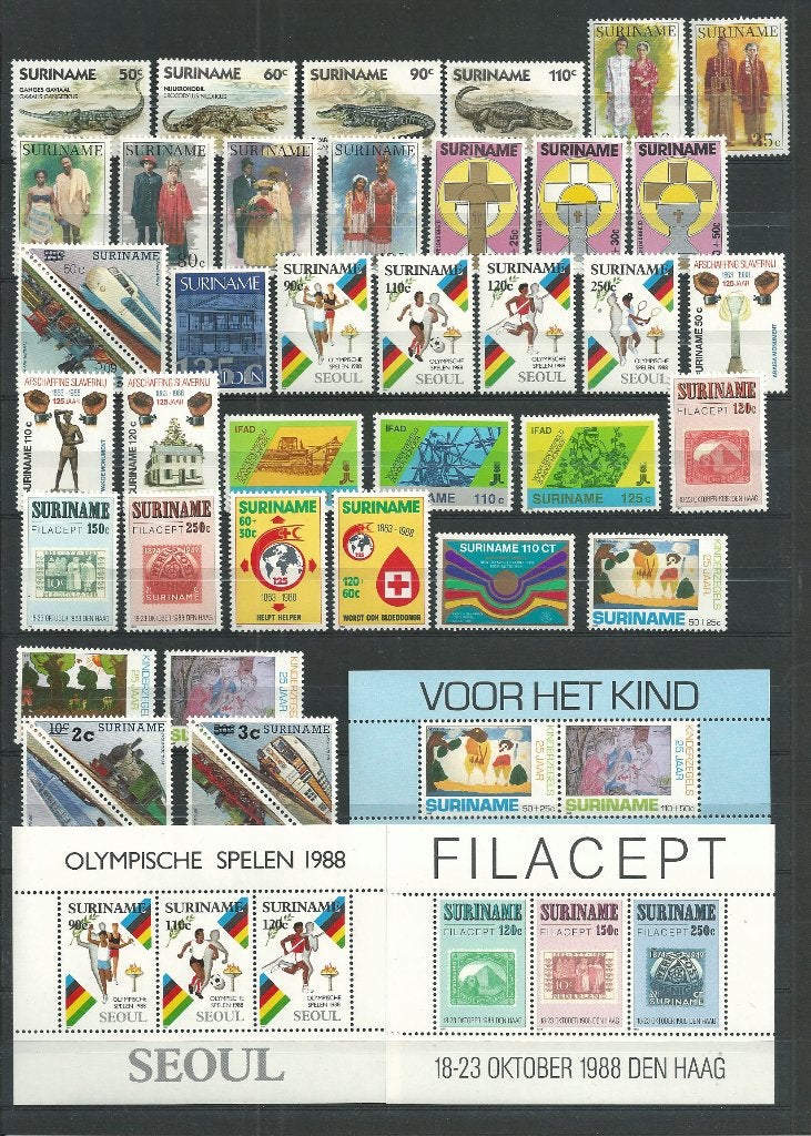 Suriname 1988, complete jaargang, Postfris., Ophalen of Verzenden, Postfris