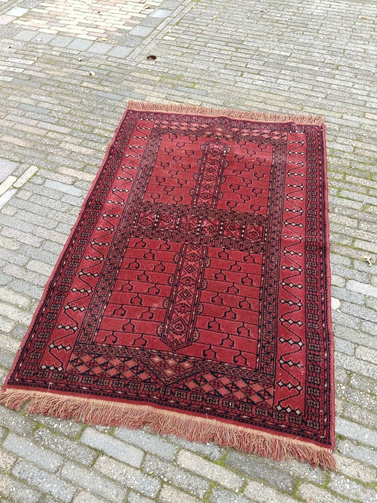 Rood Oosters Tapijt - ca. 100 x 180 cm, Huis en Inrichting, Gebruikt, Zwart, Rechthoekig, 50 tot 100 cm