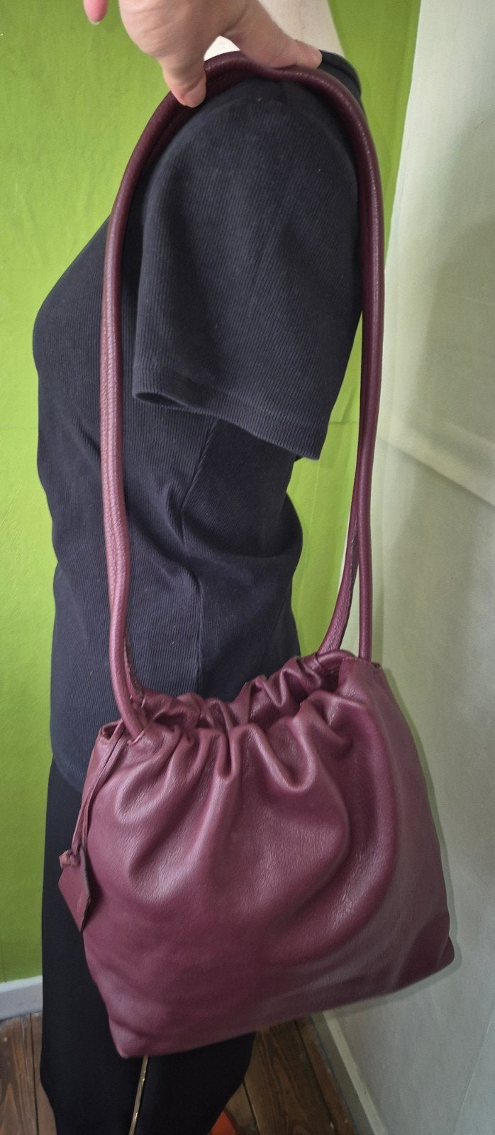 Cat & Co Leren Schoudertas - Burgundy, Sieraden, Tassen en Uiterlijk, Tassen | Damestassen, Ophalen of Verzenden, Zo goed als nieuw
