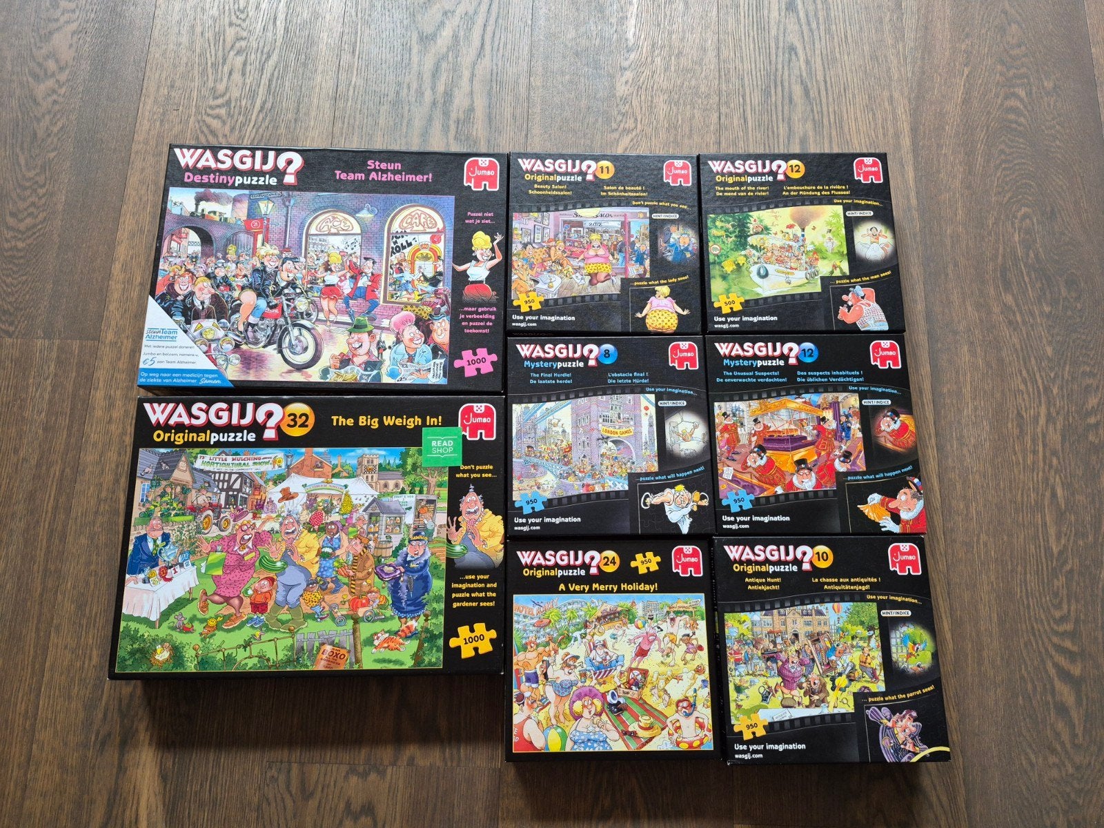 diverse wasgij puzzels, Ophalen, 500 t/m 1500 stukjes, Gebruikt, Legpuzzel