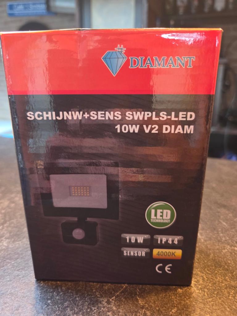 Diamant LED Schijnwerper met Sensor 10W V2, Tuin en Terras, Buitenverlichting, Overige materialen, Led, Minder dan 50 watt, Overige typen
