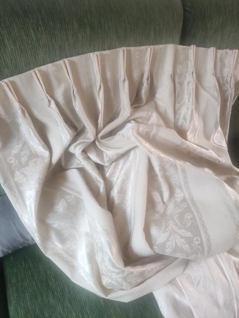 Lichte gordijnen met patroon - L 236 x B 150 cm, Huis en Inrichting, Ophalen of Verzenden, Gebruikt, Crème
