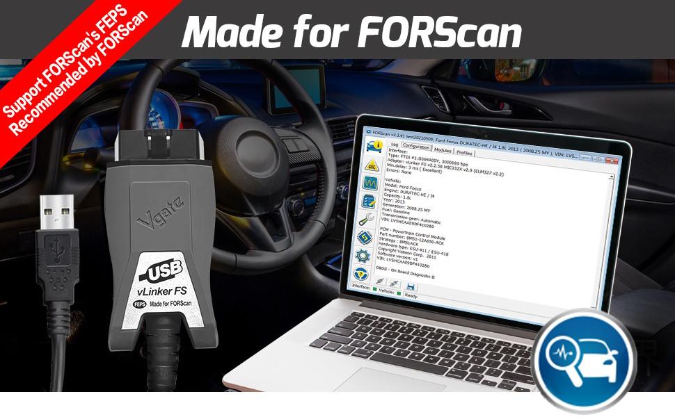 Vgate vLinker FS HS MS-CAN USB OBD2 kabel | FORScan  AlfaOBD, Ophalen of Verzenden, Nieuw