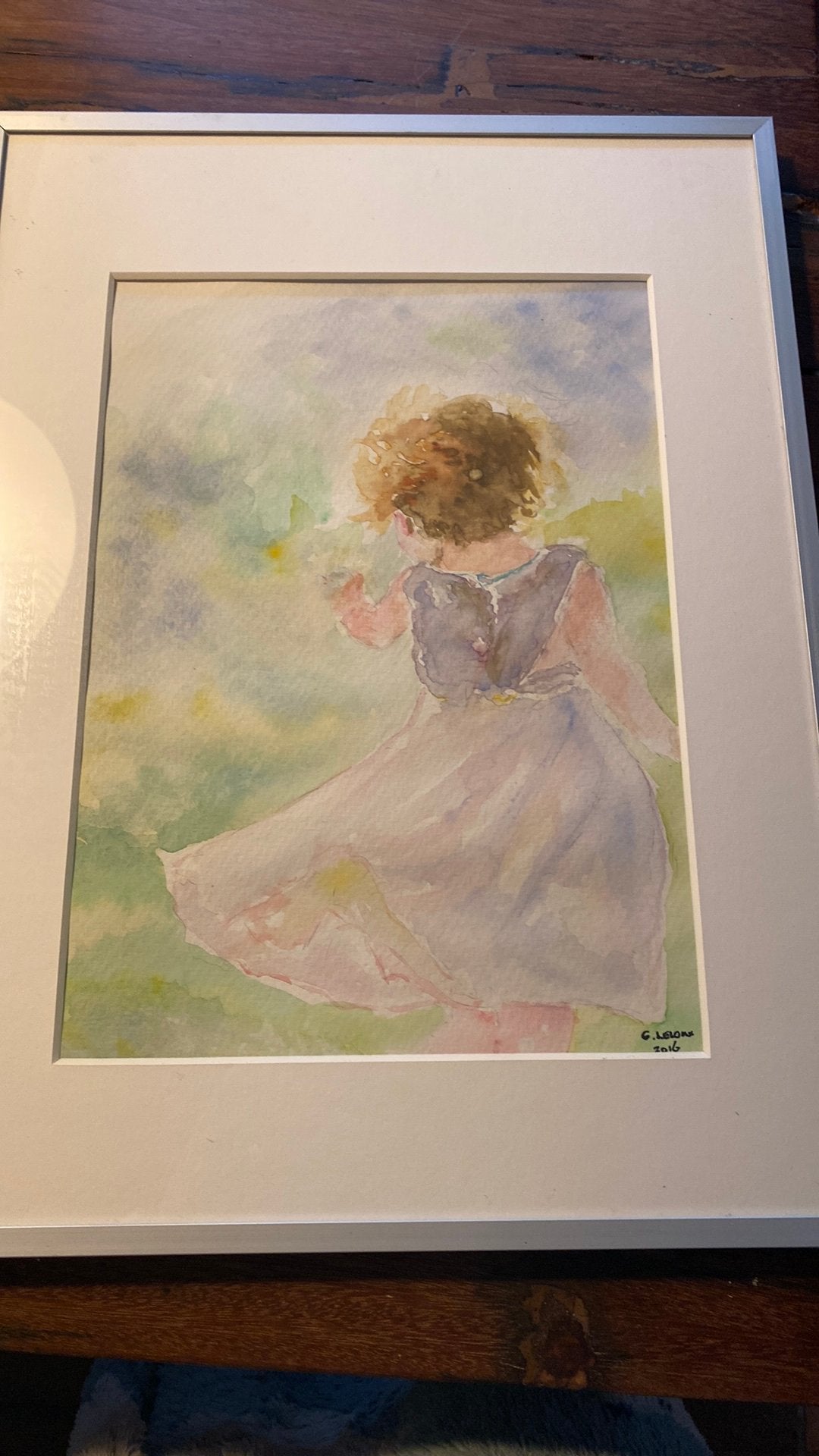 Aquarel schilderij 40x30 G. Lelonx, Ophalen of Verzenden, Schilderij, Aquarel, Gesigneerd