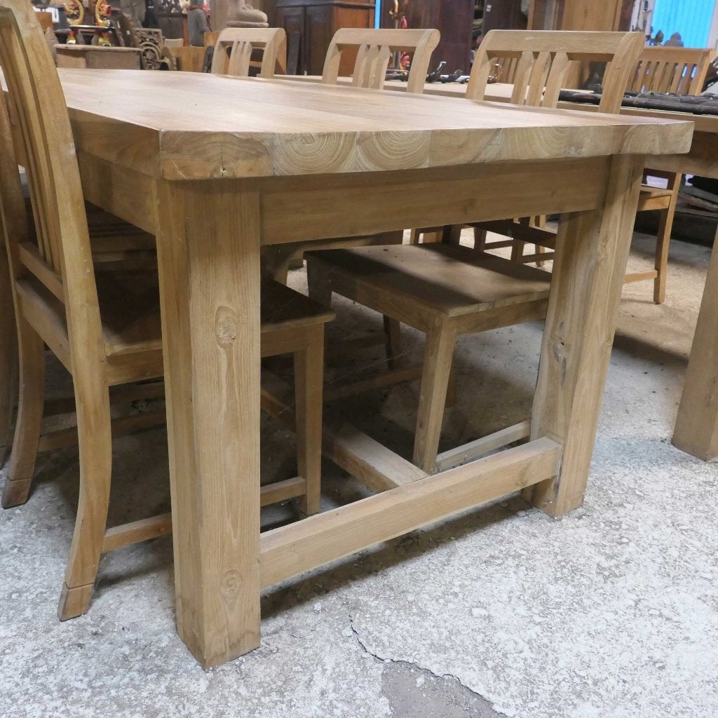 Teak Tafel 220x100 dik 5cm blad TQ86 landelijk hout SALE 50%, Ophalen of Verzenden