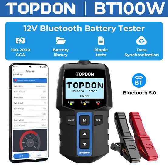 Topdon BT100W accu tester, Auto diversen, Onderhoudsmiddelen, Ophalen of Verzenden