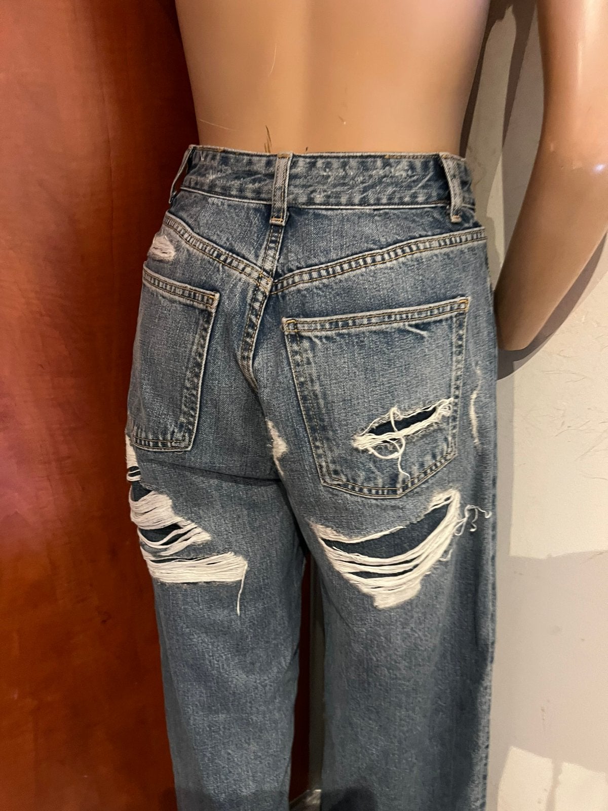 ZARA spijkerbroek met scheuren M zgan, G, Blauw, T, Ophalen of Verzenden