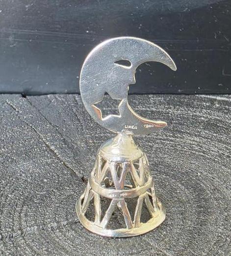 Zilveren miniatuur bel met maan en ster design, Antiek en Kunst, Verzenden, Zilver