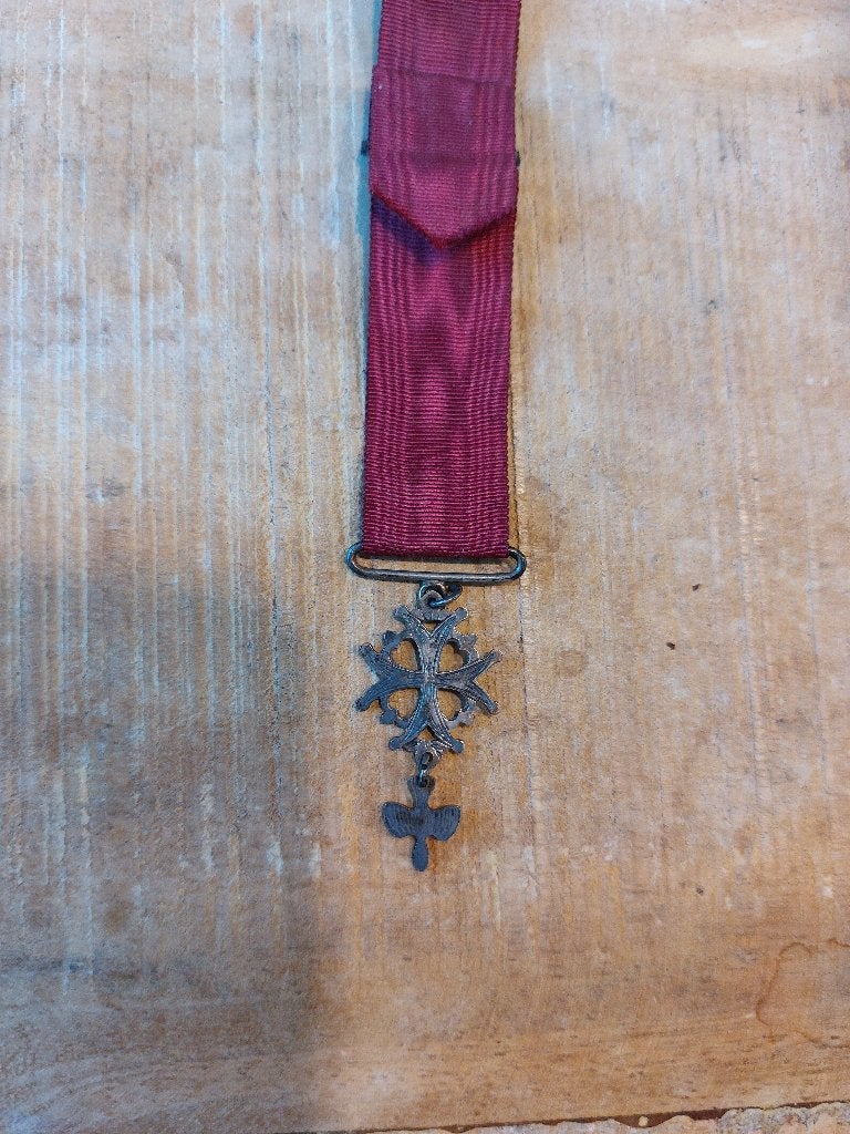 Antiek zilveren hugenotenkruis & chatelaine, Ophalen of Verzenden