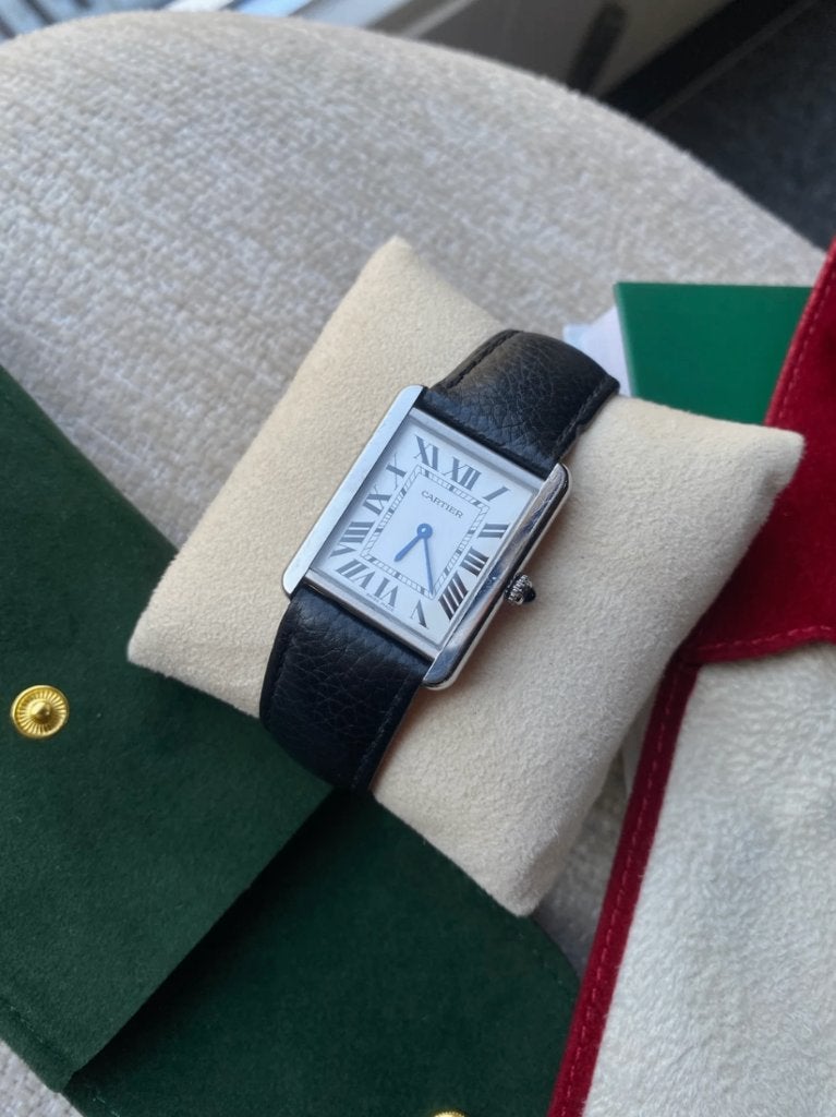 Cartier Tank Solo ref. WSTA0030 Full Set + garantie, Overige merken, Leer, Staal, Polshorloge