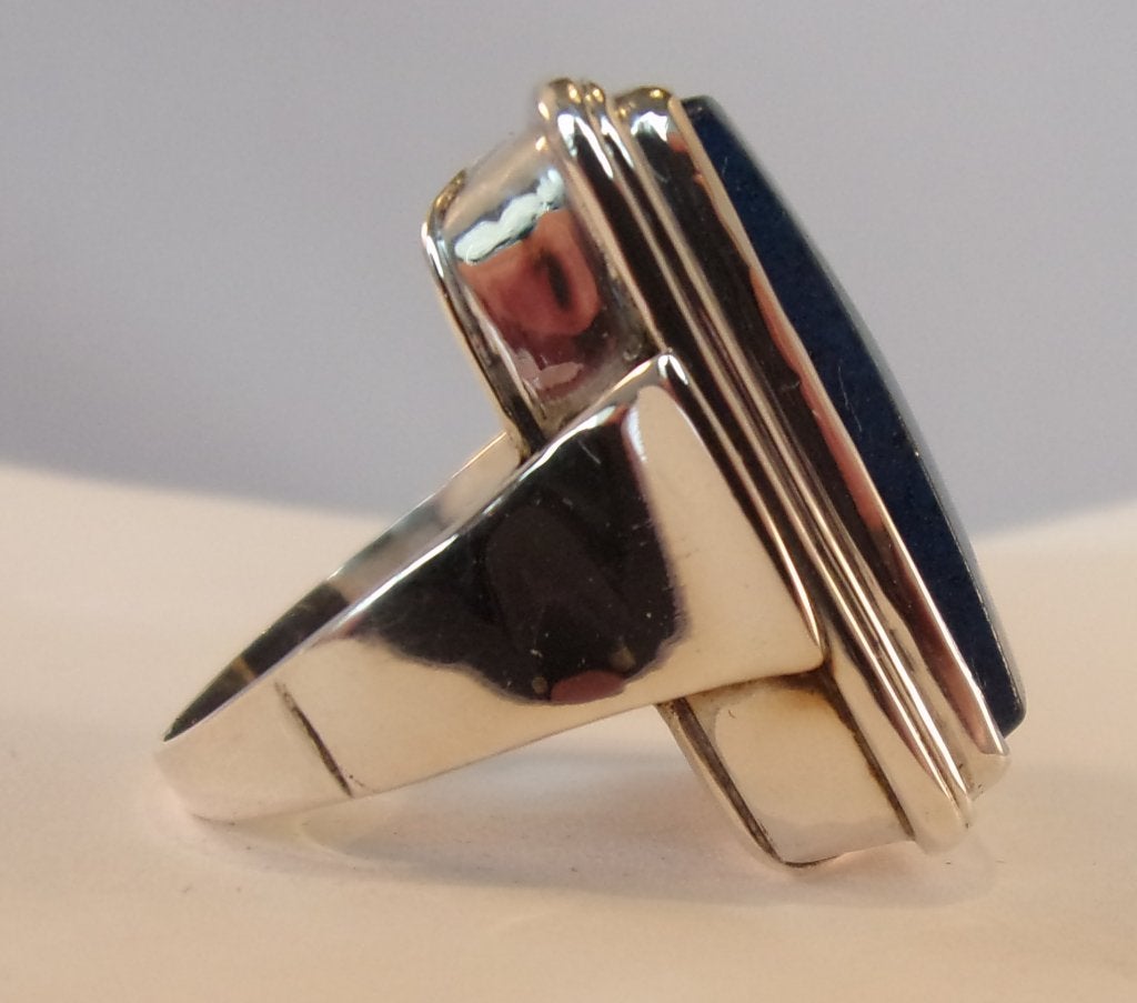 Antieke massief zilveren zegelring met Lapis Lazuli, Sieraden, Tassen en Uiterlijk, Antieke sieraden, Verzenden, Zilver, Ring