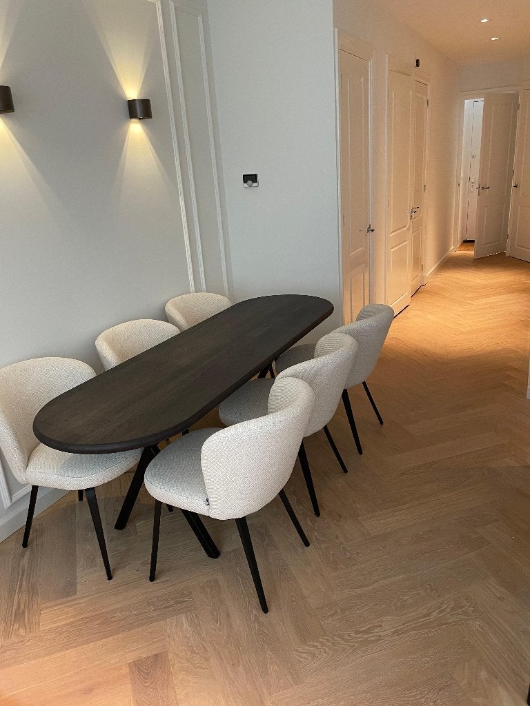 Eiken houtel eettafel Table du Sud, Ophalen, Eikenhout, 200 cm of meer, 50 tot 100 cm