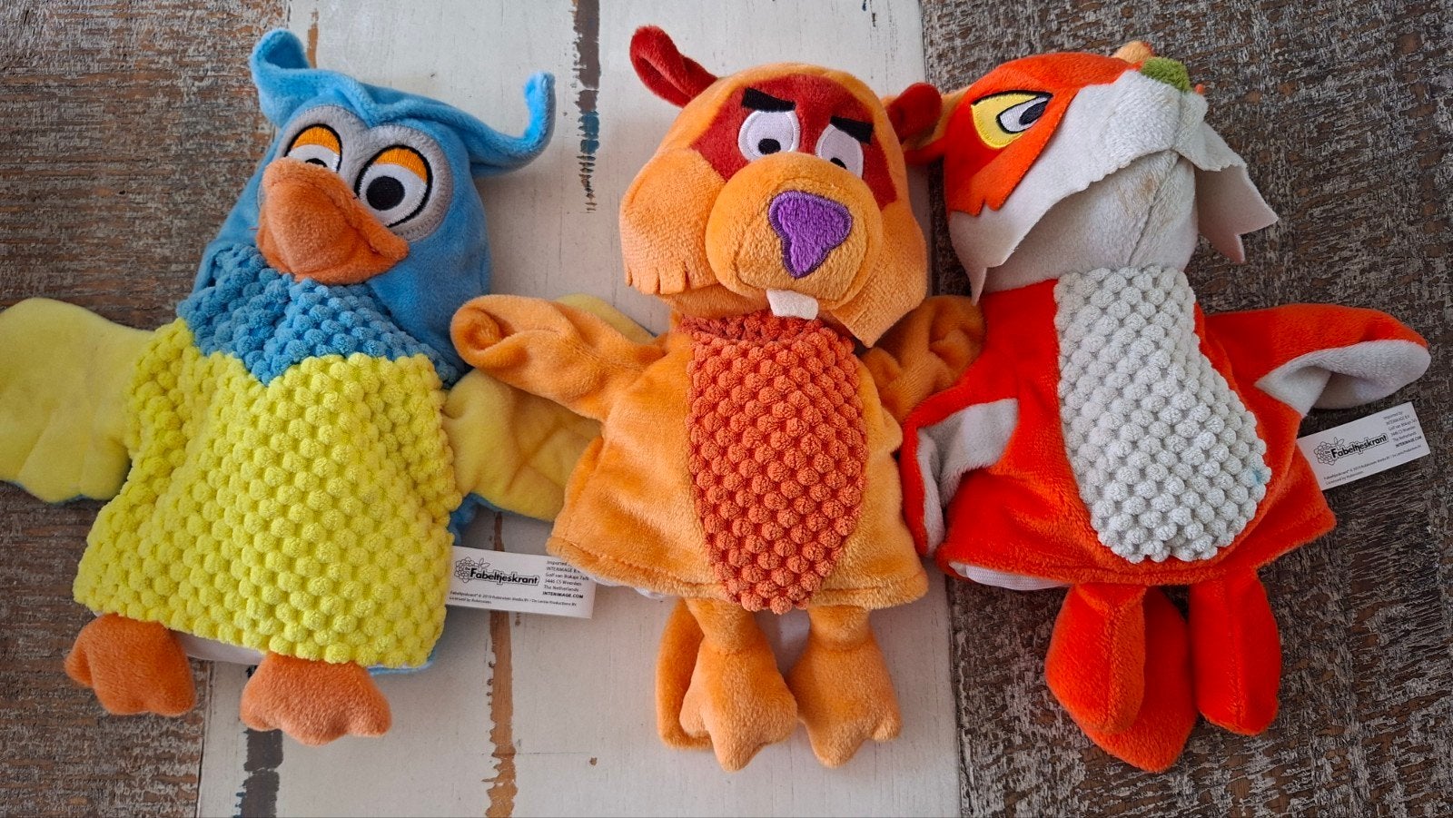 3 Fabeltjeskrant handpoppen., Ophalen, Gebruikt, Overige merken, Overige karakters