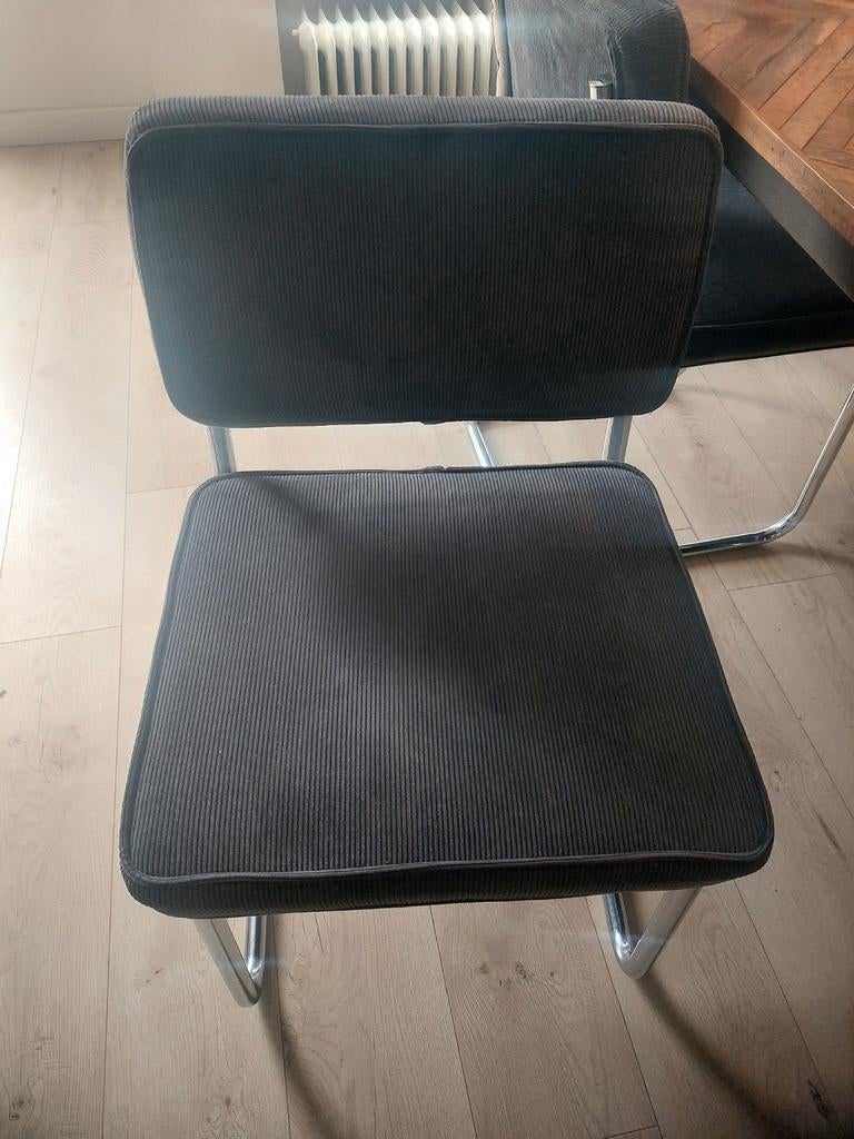 Rib grijze eetkamerstoelen 4x, Huis en Inrichting, Stoelen, Ophalen, Gebruikt, Grijs, Vier