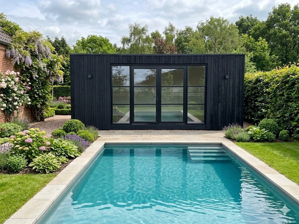 verplaatsbaar poolhouse, tuinkantoor, hobbyruimte, Tuin en Terras, Ophalen, 200 tot 400 cm, 3 ramen of meer, Overige typen
