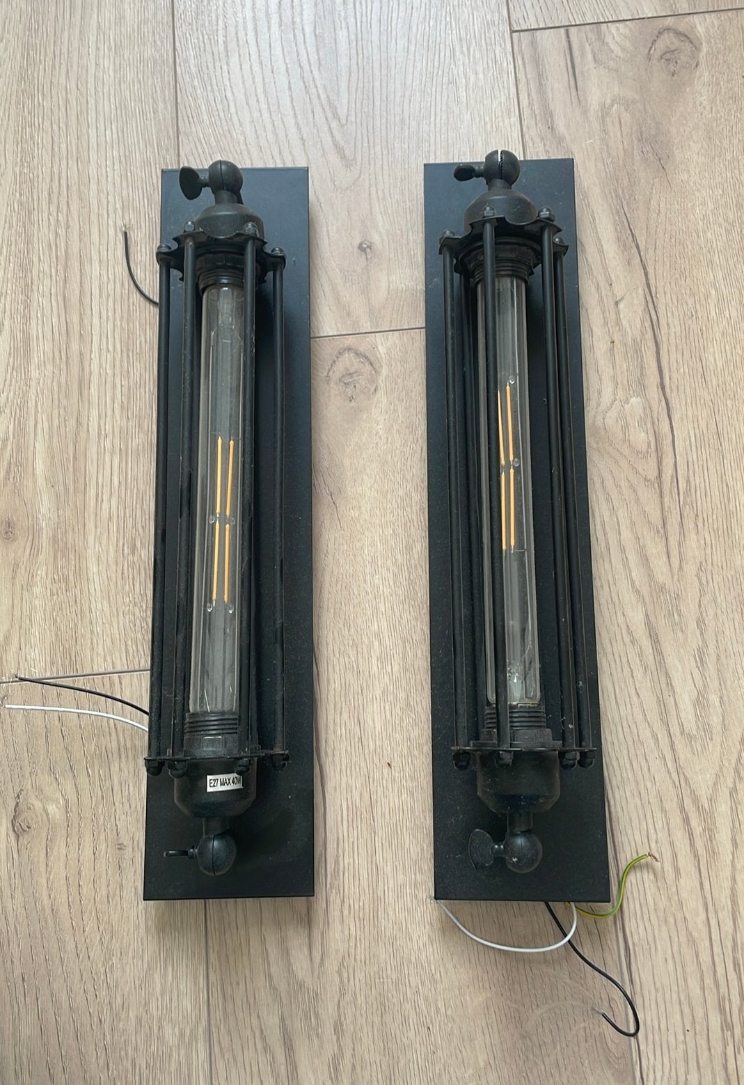 Industriele lampen set van 2, Tuin en Terras, Buitenverlichting, Ophalen, Staal, Wandlamp, 50 tot 250 watt