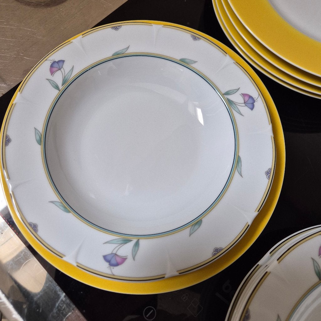 6 diner en 6 diepe borden vrolijk servies evt 4 extra, Ophalen of Verzenden, Zo goed als nieuw, Bord(en), Overige stijlen