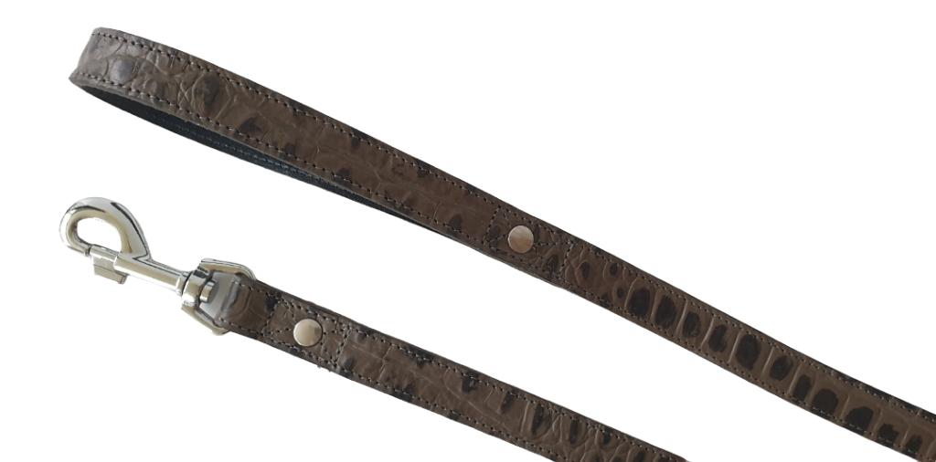 ALOKÉ Lederen Hondenriem Antraciet Croco 2 x 105 cm KOOPJE!, Ophalen of Verzenden, Nieuw, Hondenriem