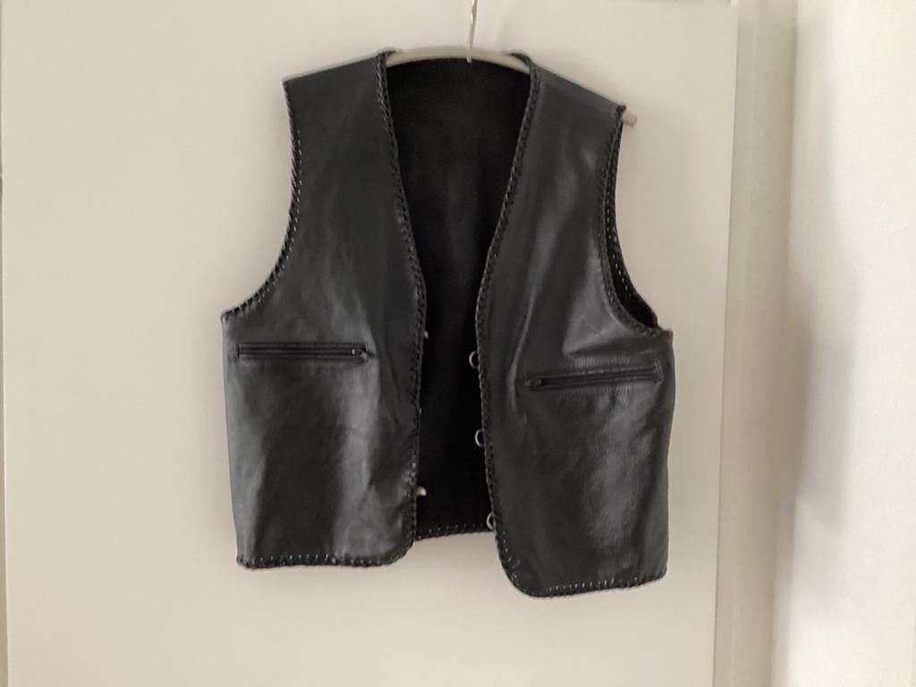 Zwart leren gilet/ hesje voor heren, nieuwstaat, reversible, Ophalen of Verzenden, Zo goed als nieuw, Zwart