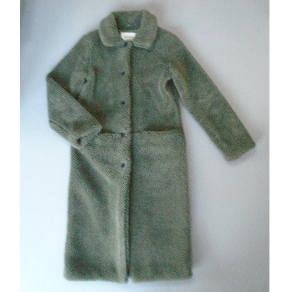 Another Label XS/34 mantel winterjas groen teddy faux fur, Verzenden, Zo goed als nieuw, Maat 34 (XS) of kleiner, Groen