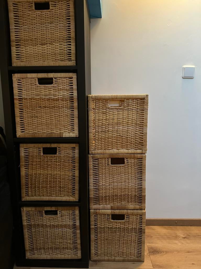 3 Rotan Ikea mandjes, Ophalen, Zo goed als nieuw