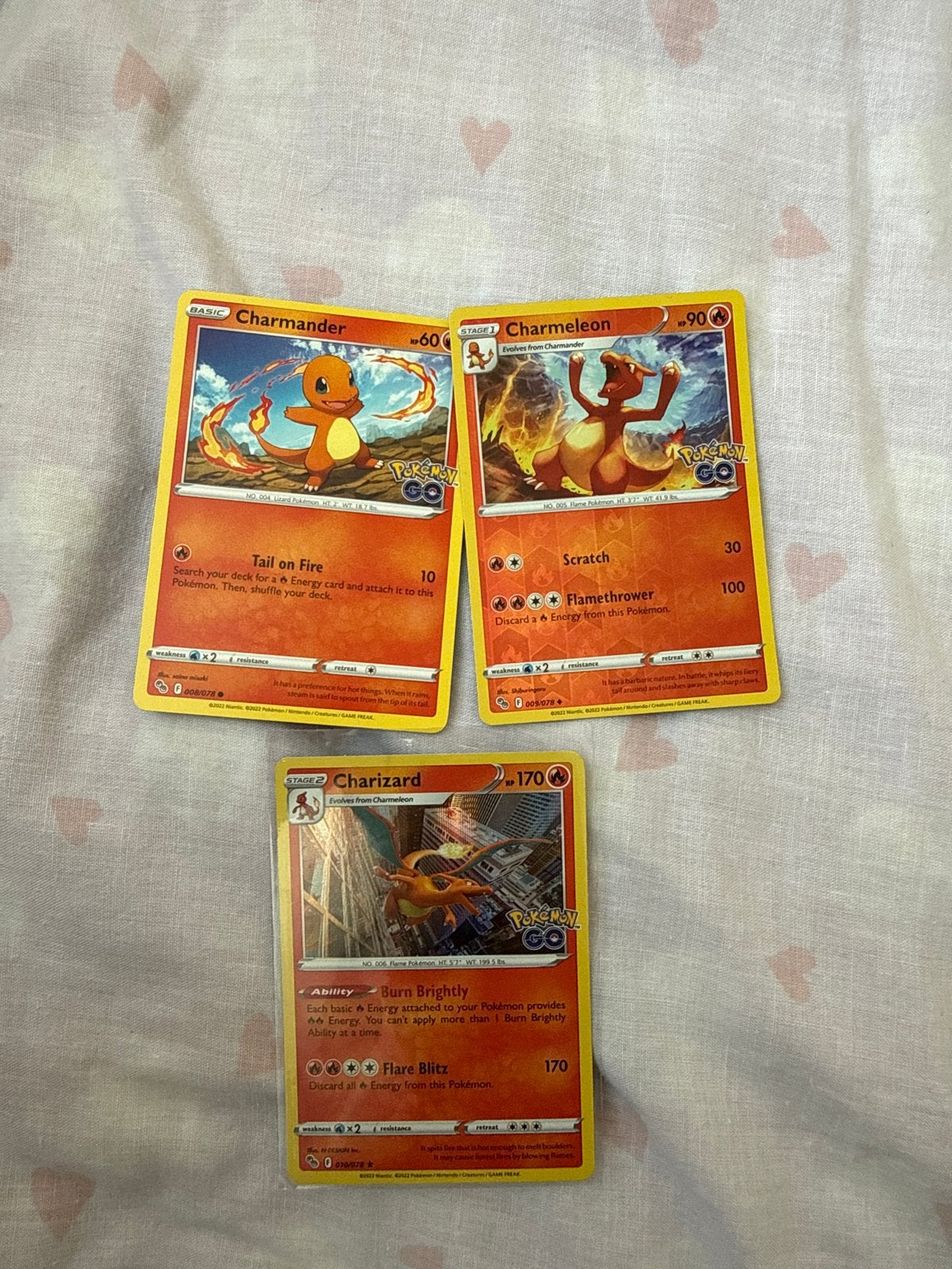 Pokémon Kaarten: Charmander, Charmeleon, Charizard Set, Ophalen of Verzenden, Zo goed als nieuw, Meerdere kaarten