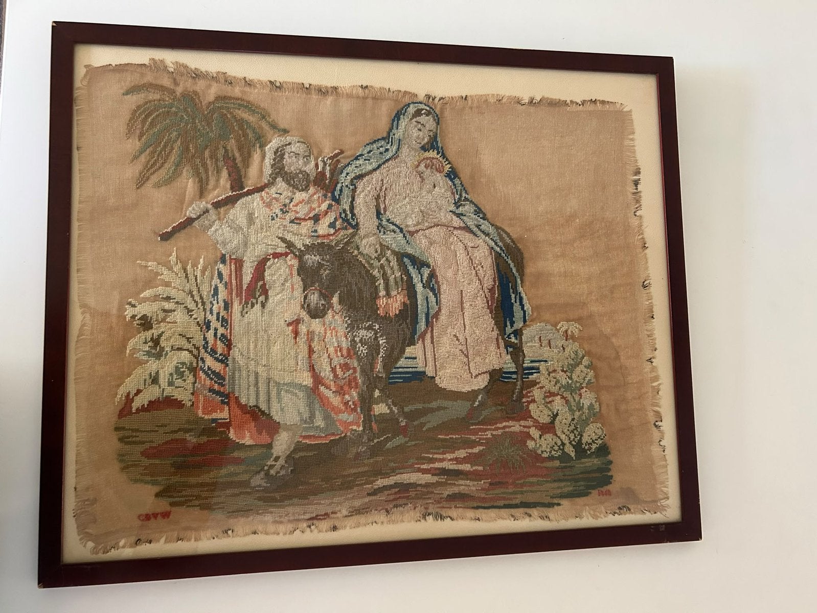 Vintage gobelin wandkleed uit 1962, Antiek en Kunst, Ophalen, Overige typen, Overige technieken, Ingelijst