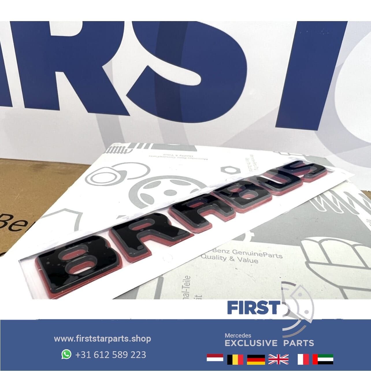 BRABUS ROCKET STICKER LETTERS ZWART / ROOD LOGO ACHTERKLEP L, Gebruikt, -, Ophalen of Verzenden, Achter