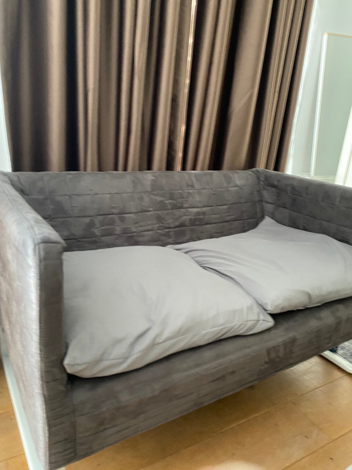 Bankje van de IKEA grijs 2-zits, Huis en Inrichting, Banken | Sofa's en Chaises Longues, Ophalen, Tweepersoons, 75 tot 100 cm