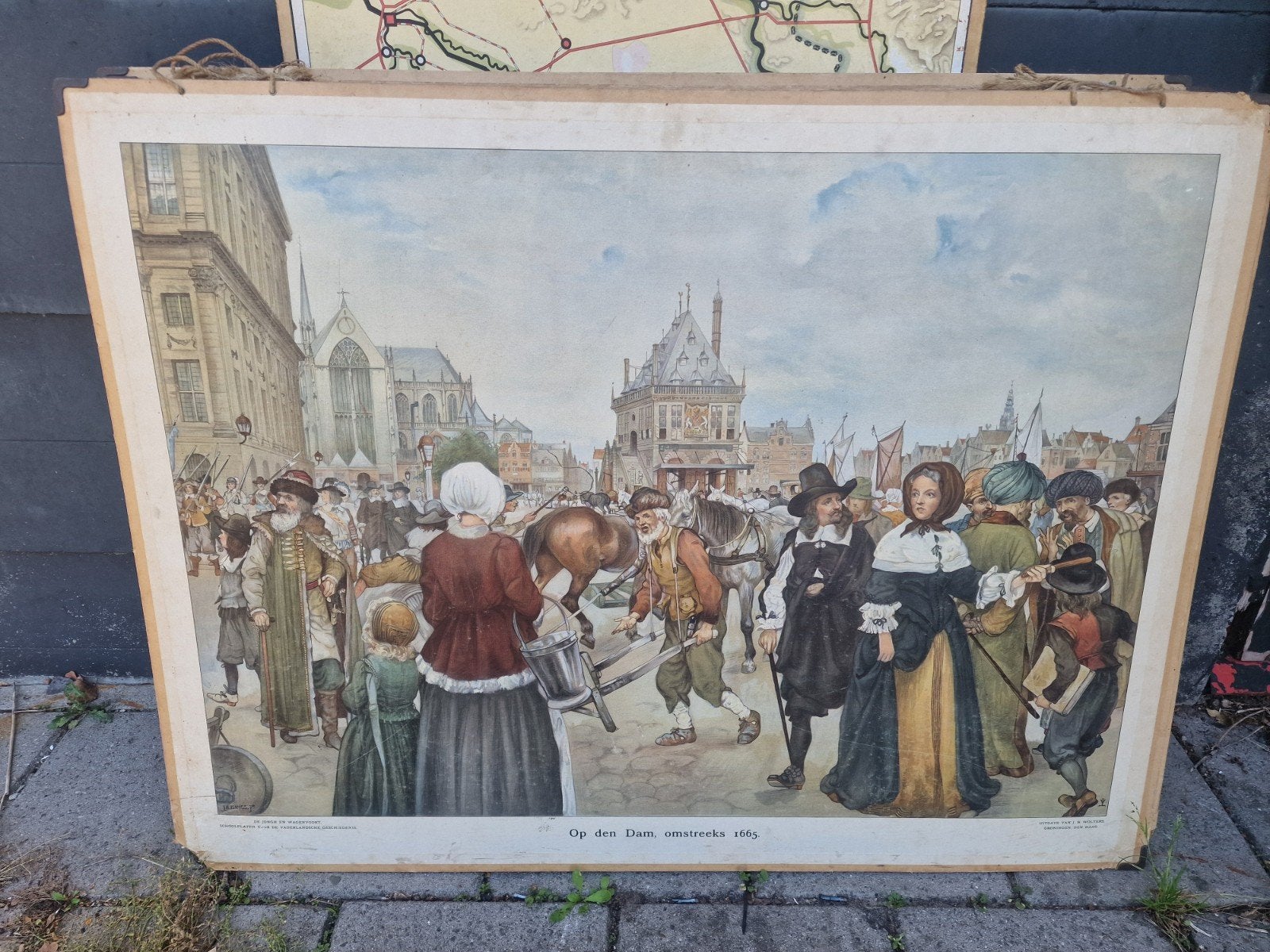 Schoolplaat: Op de Dam in 1566, Ophalen of Verzenden, Stad- en Dorpsgezichten