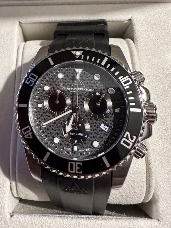 Christophe Duchamp Marine Chrono rubber CD8202-01 42mm, Overige merken, Polshorloge, Overige materialen, Nieuw