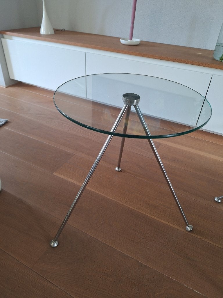 Rond glazen bijzettafeltje, Maupertuus, van Beek Design., Minder dan 55 cm, Rond, Modern, design, Ophalen