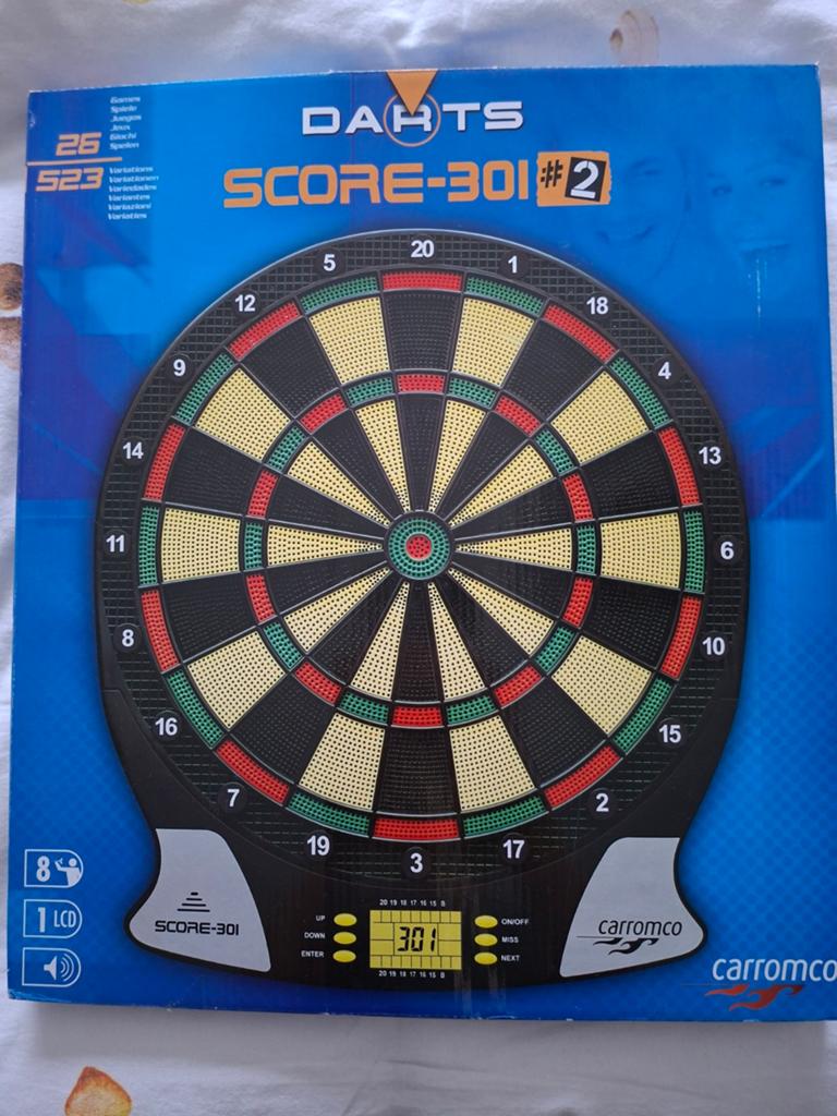 Carromco Score-301 Elektronisch Dartbord, Verzenden, Zo goed als nieuw, Dartbord, Soft tip