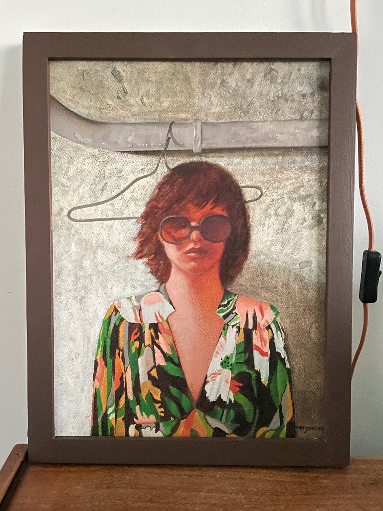 Schilderij vrouw in zomerjurk, Antiek en Kunst, Ophalen of Verzenden, Olieverf, Portret, Ingelijst