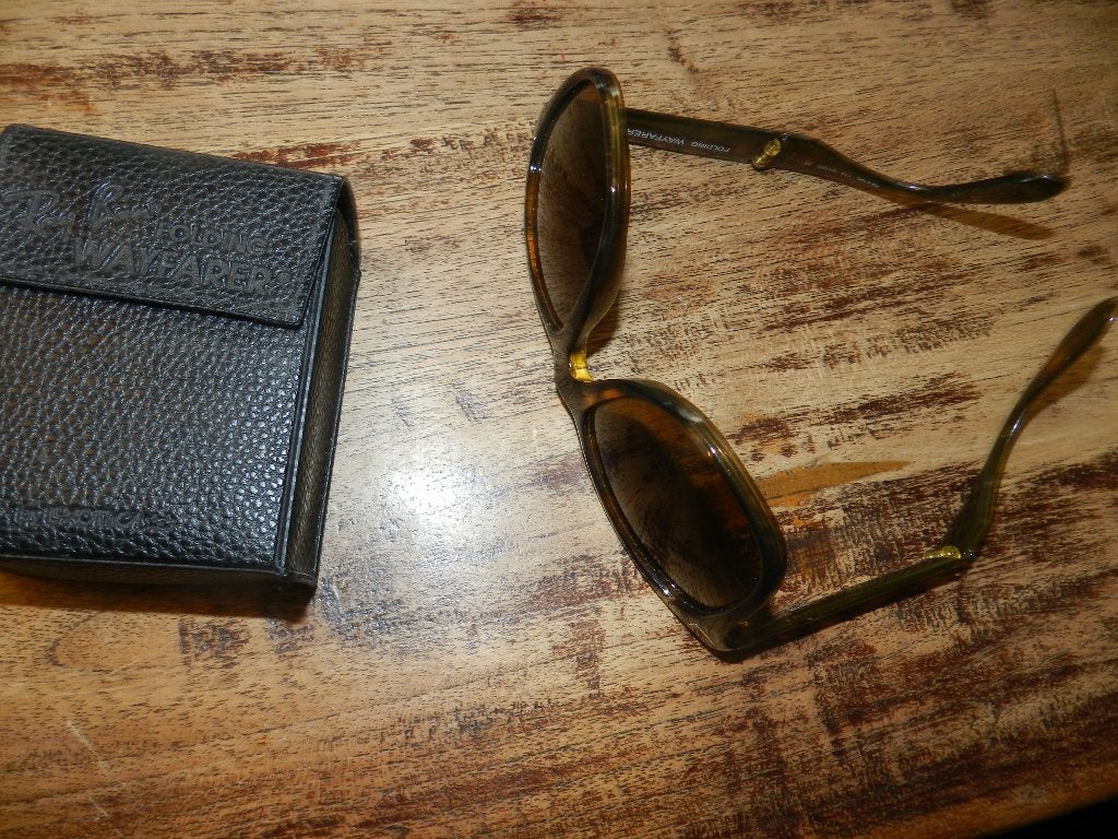 Ray Ban Folding Wayfarer, inklapbare herenzonnebril., Verzenden, Zo goed als nieuw, Bruin, Ray-Ban