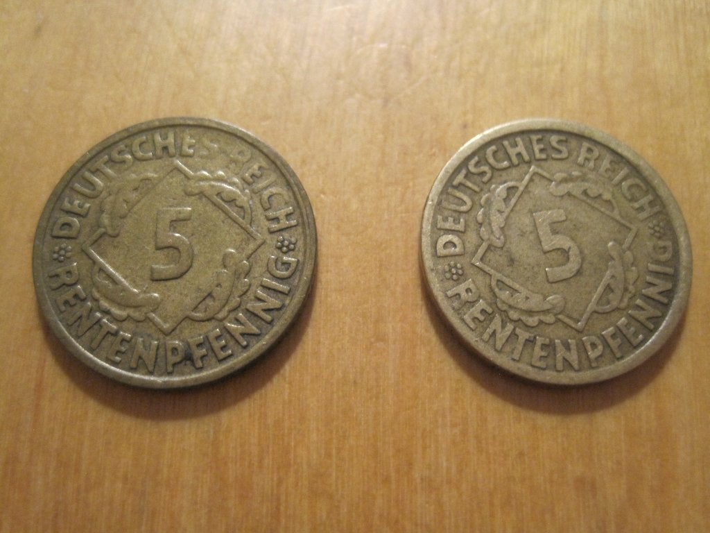 Munten 1923 D -1924 A 5 rentenphennig Duitsland, Postzegels en Munten, Verzenden, Duitsland, Setje