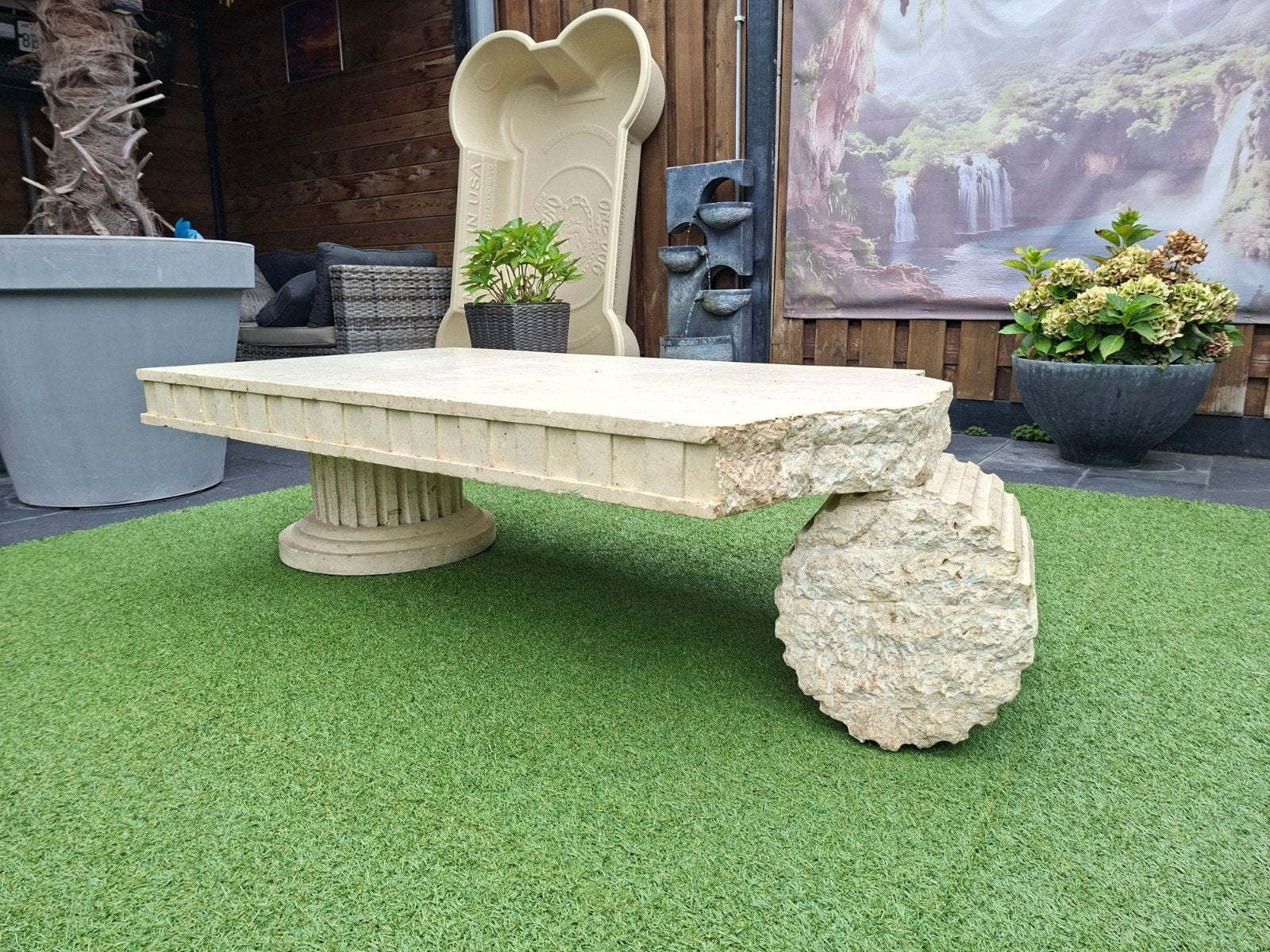 natuursteen salontafel gratis, Ophalen, Overige materialen, Gebruikt, 100 tot 150 cm