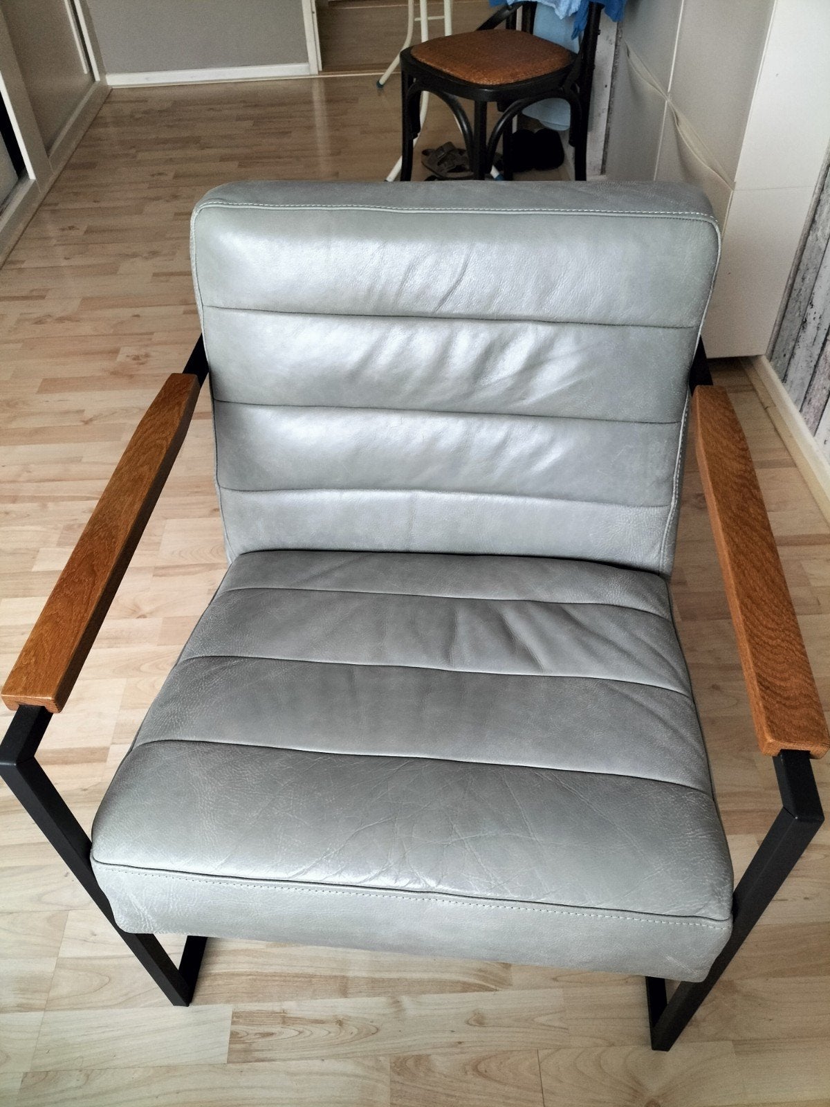 Het Anker Skipper fauteuil in Africa leer grijs groen, Minder dan 75 cm, Leer, Ophalen of Verzenden, Zo goed als nieuw
