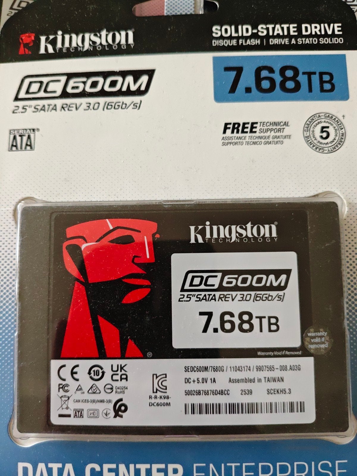 Kingston DC600M 7.68TB SSD - Nieuw in verpakking, Computers en Software, Harde schijven, Intern, Kingston, Server, Nieuw