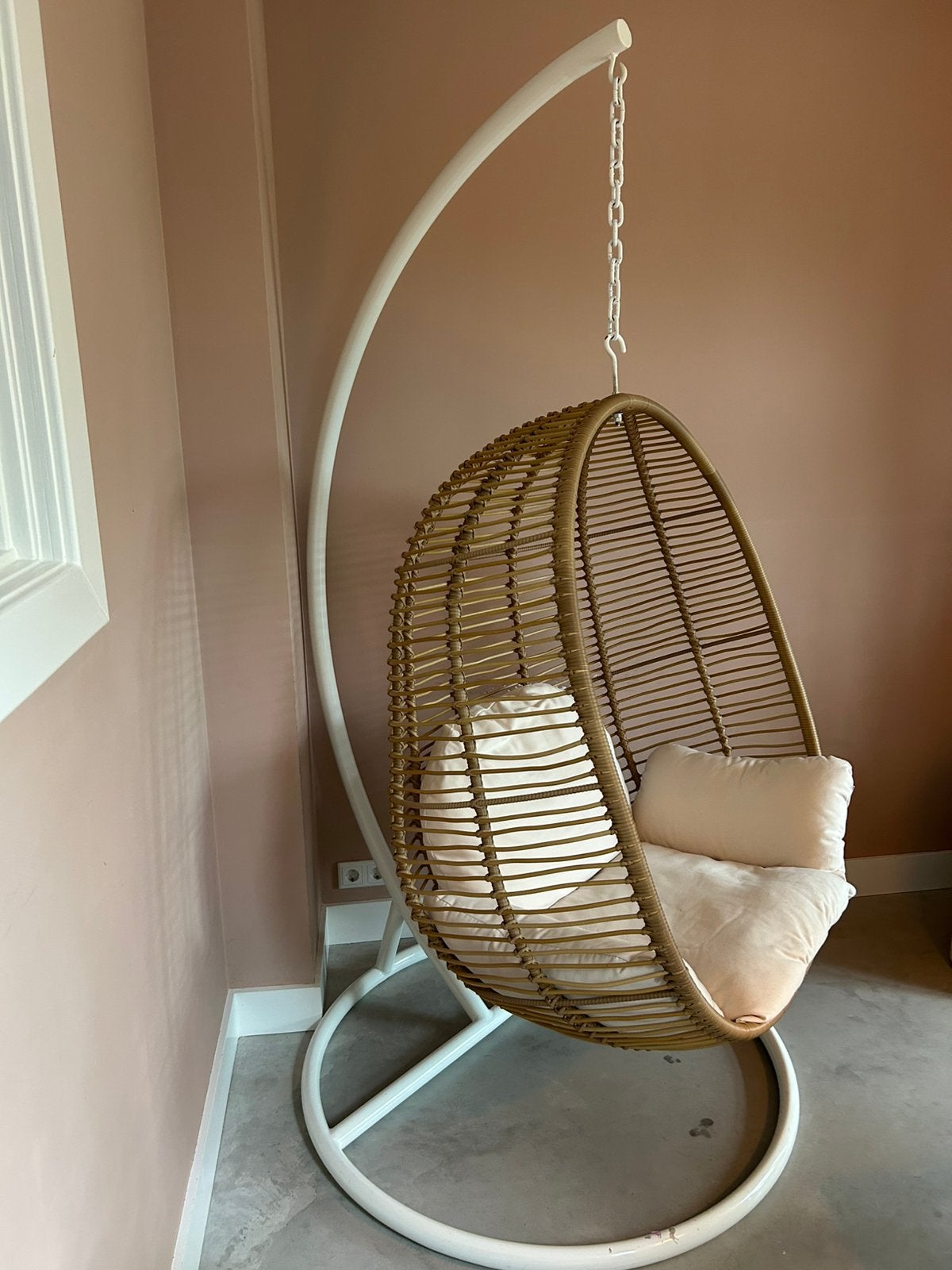 Ovaal hangende egg chair (J-line), Ophalen, Rotan