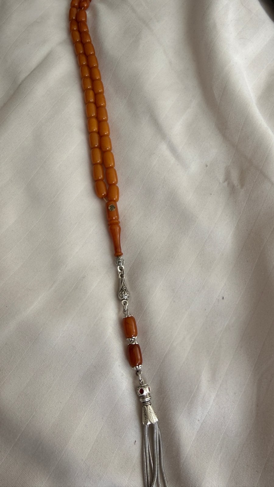 Originele Kehribar Tesbih met meesterlijk vakmanschap gümüş, Ophalen of Verzenden